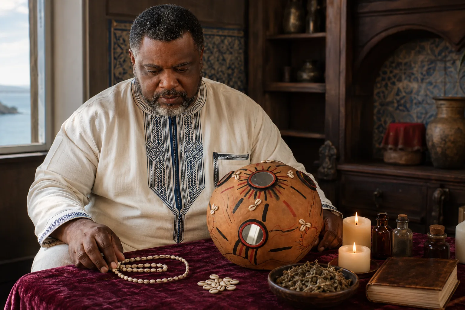 Recolhimento durante uma prática espiritual tradicional